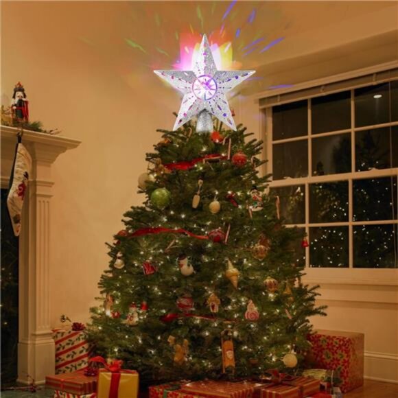 Christmas Tree Topper Star: Lighted with Automatic Rotating Multicolor - Picture 6 of 8